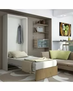 Letto singolo Bea a scomparsa noce L 98 x H 218 P41cm / P209cm aperto