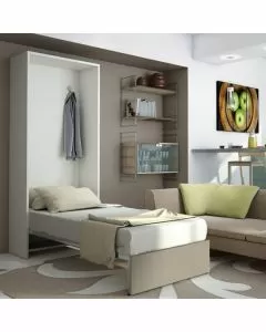 Letto singolo Bea a scomparsa tortora L 98 x H 218 P41cm / P209cm aperto