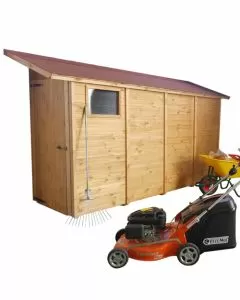 Casetta in legno per ricovero attrezzi 324 x 110 x H 210 cm sp. 19 mm addossata