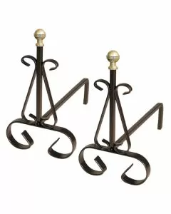 Alari pomoli ottone cm 35x15 h25 pz2 lapillo 12852