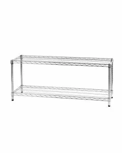 Scaffale in filo d'acciaio cromato con due ripiani 35 x 121 x 50 cm