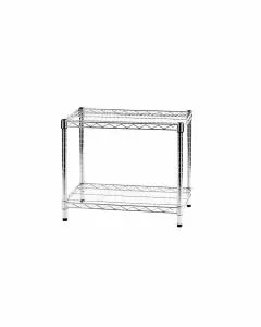 Scaffale in filo d'acciaio cromato con due ripiani 35 x 60 x 50 cm