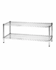 Scaffale in filo d'acciaio cromato con due ripiani 45 x 121 x 50 cm