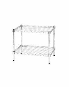 Scaffale in filo d'acciaio cromato con due ripiani 45 x 60 x 50 cm