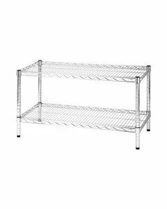 Scaffale in filo d'acciaio cromato con due ripiani 45 x 90 x 50 cm