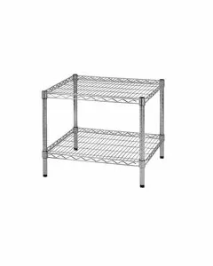 Scaffale in filo d'acciaio cromato con due ripiani 60 x 60 x 50 cm