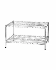 Scaffale in filo d'acciaio cromato con due ripiani 60 x 90 x 50 cm