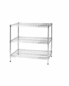 Scaffale in filo d'acciaio cromato con tre ripiani 60 x 90 x 90 cm