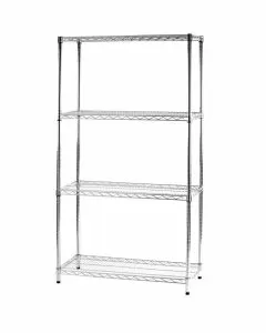 Scaffale in filo d'acciaio cromato con quattro ripiani 35 x 90 x 168 cm