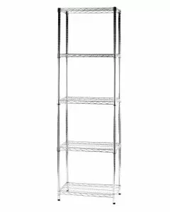 Scaffale in filo d'acciaio cromato con cinque ripiani 35 x 60 x 200 cm