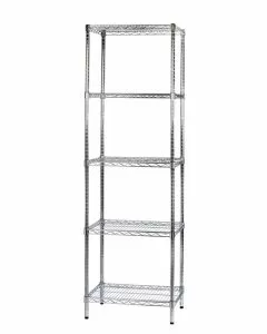 Scaffale in filo d'acciaio cromato con cinque ripiani 45 x 60 x 200 cm