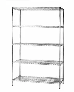 Scaffale in filo d'acciaio cromato con cinque ripiani 60 x 120 x 200 cm