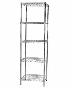Scaffale in filo d'acciaio cromato con cinque ripiani 60 x 60 x 200 cm