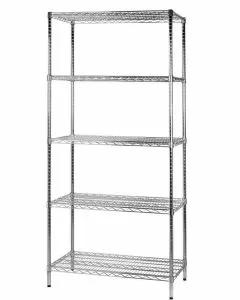 Scaffale in filo d'acciaio cromato con cinque ripiani 60 x 90 x 200 cm