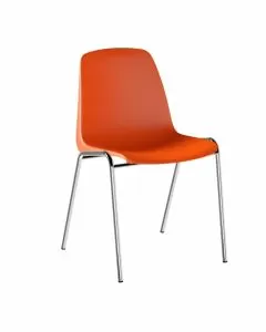 Set di 5 sedute da attesa su telaio in acciaio cromato arancio