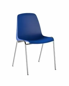Set di 5 sedute da attesa su telaio in acciaio cromato blu scuro