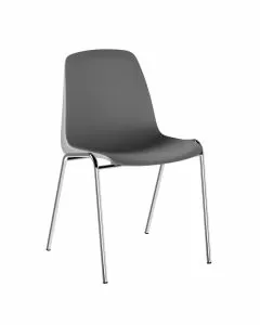 Set di 5 sedute da attesa su telaio in acciaio cromato grigio chiaro