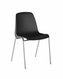 Set di 5 sedute da attesa su telaio in acciaio cromato nero
