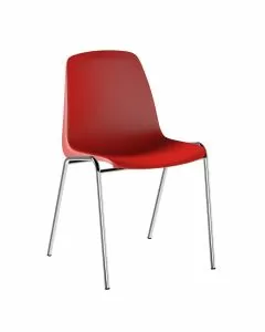 Set di 5 sedute da attesa su telaio in acciaio cromato rosso vivo