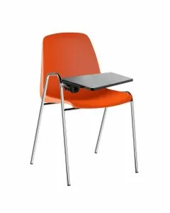 Set di 5 sedute su telaio cromato con tavoletta arancio