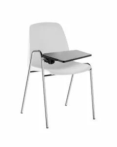 Set di 5 sedute su telaio cromato con tavoletta bianco