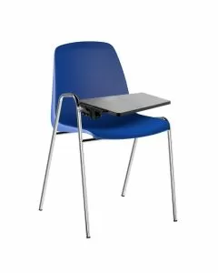 Set di 5 sedute su telaio cromato con tavoletta blu scuro