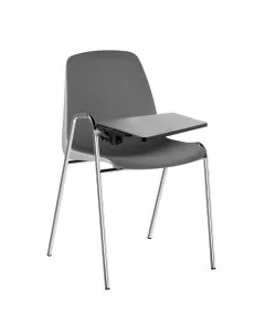 Set di 5 sedute su telaio cromato con tavoletta grigio chiaro