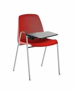 Set di 5 sedute su telaio cromato con tavoletta rosso vivo