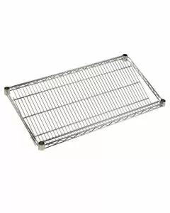 Ripiano inclinato in filo d'acciaio cromato per scaffali 46 x 91 cm