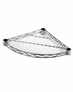 Ripiano triangolare stondato in filo d'acciao cromato per scaffali 35 x 35 cm