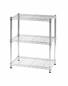 Libreria light in filo d'acciaio cromato con 3 piani 36 x 60 x 75 cm