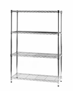 Libreria light in filo d'acciaio cromato con 4 piani 36 x 90 x 137 cm