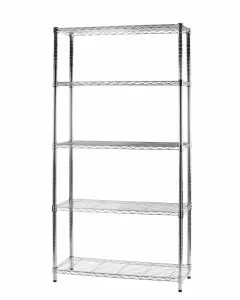 Libreria light in filo d'acciaio cromato con 5 piani 36 x 90 x 177 cm