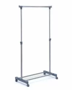 Stender singolo grigio/cromato estensibile con rete portaoggetti max 15 kg