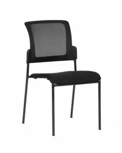Sedia da attesa Cremona senza braccioli tessuto e rete tecnica nero