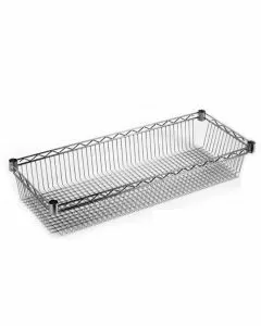 Ripiano contenitore in filo d'acciaio cromato per scaffali 35 x 121 cm
