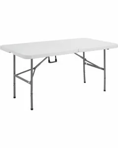 Tavolo rettangolare con piano e gambe pieghevoli 152 x 76 cm bianco
