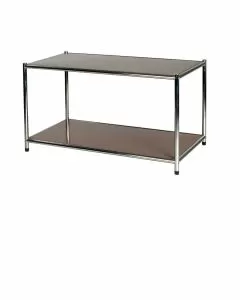 Libreria in acciaio cromato con 2 ripiani marroni 40 x 80 x 405 cm