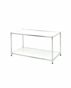 Libreria in acciaio cromato con 2 ripiani bianchi 40 x 80 x 405 cm