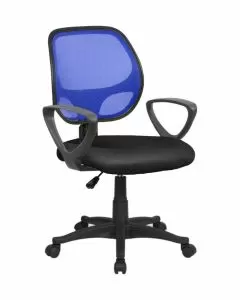 Sedia operativa Pisa con braccioli tessuto e rete tecnica blu/nero