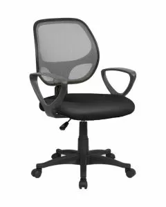 Sedia operativa Pisa con braccioli tessuto e rete tecnica grigio/nero