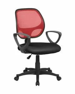 Sedia operativa Pisa con braccioli tessuto e rete tecnica rosso/nero