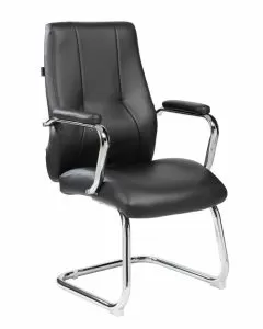 Poltrona da attesa Roma in PU con braccioli nero