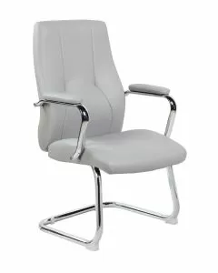 Poltrona da attesa Roma in PU con braccioli grigio