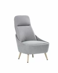 Poltrona Ferrara rivestita in tessuto grigio chiaro