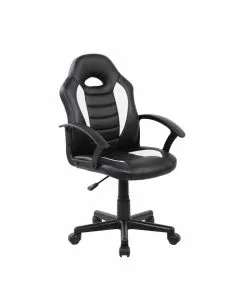 Poltroncina Gaming Milano in PU bianca e azzurra per bambini