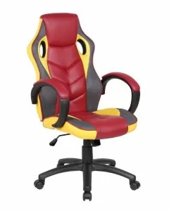 Poltroncina Gaming Milano in PU granata e gialla per adulti
