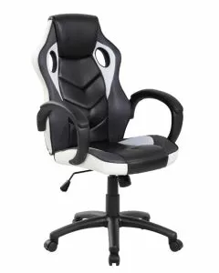 Poltroncina Gaming Milano in PU nera e bianca per adulti