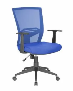 Poltrona operativa Siena con braccioli tessuto e rete tecnica blu