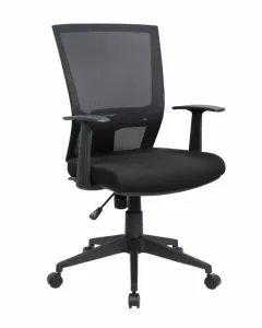 Poltrona operativa Siena con braccioli tessuto e rete tecnica nero